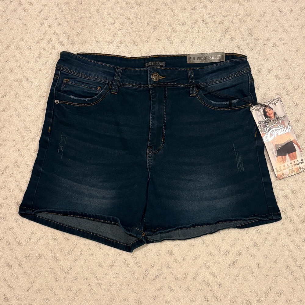 Silver Crush NEW Distressed Denim Shorts Size 11 Waist 30 Sculpted Gift Festival